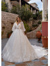 Puff Sleeves Ivory Lace Sparkly Luxury Wedding Dress